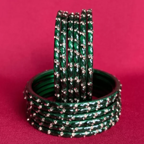 Kevna Laalima bangles green (Pack of 12 bangles)