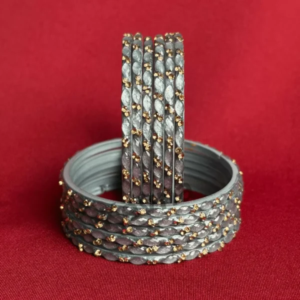 Kevna Laalima bangles grey (Pack of 12 bangles)