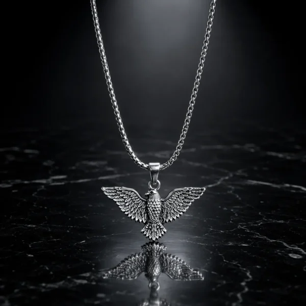 KEVNA Falcon Pendant Necklace | Stainless Steel Eagle Pendant for Men