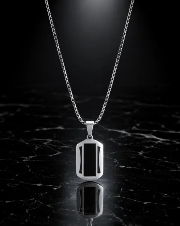 KEVNA Monarch Pendant Necklace | Stainless Steel Black Pendant for Men