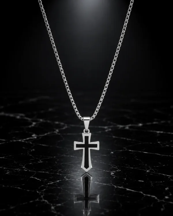 KEVNA Valor Cross Pendant Necklace | Stainless Steel Cross Necklace for Men