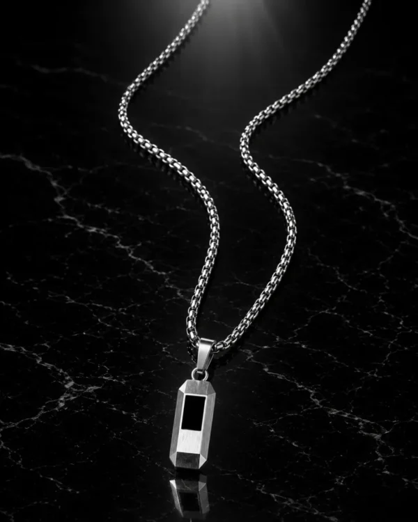 KEVNA Obelisk Pendant Necklace | Stainless Steel Bar Pendant for Men