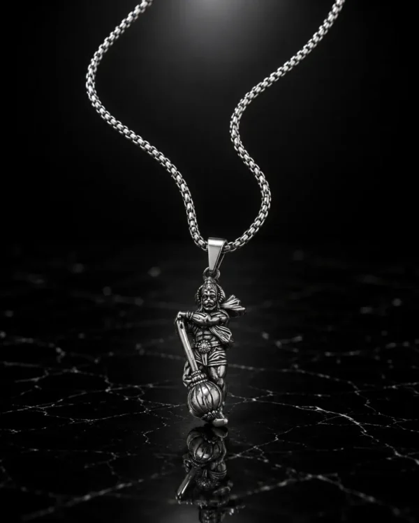 KEVNA Veer Hanuman Pendant Necklace | Stainless Steel Hanuman Pendant