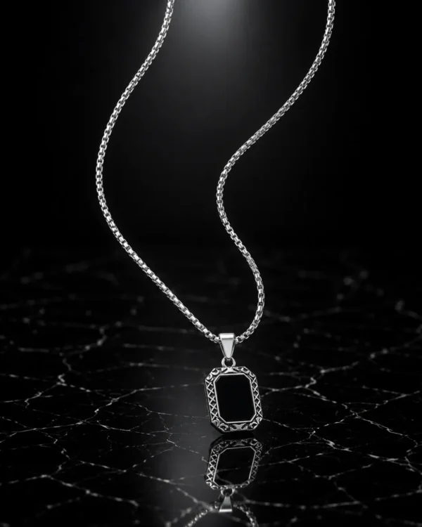 KEVNA Regent Pendant Necklace | Black Signet Pendant for Men