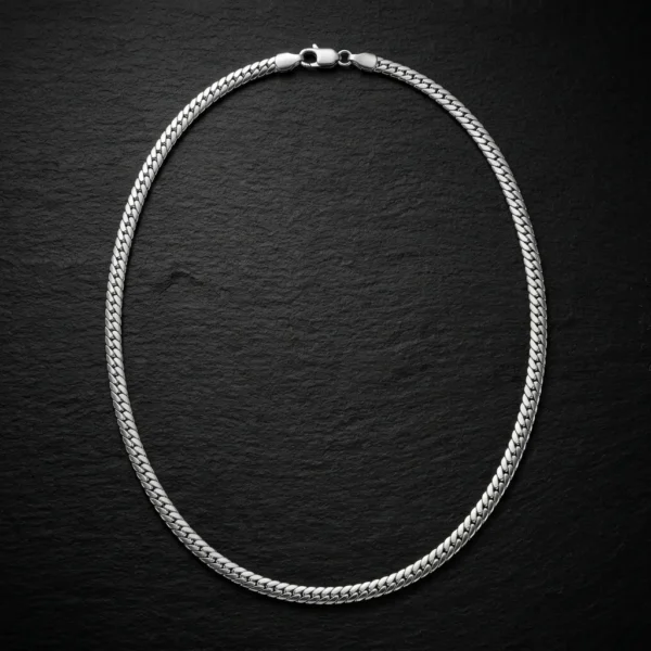 Kevna Silver Cuban Link Chain Necklace | Stainless Steel Miami Cuban Chain